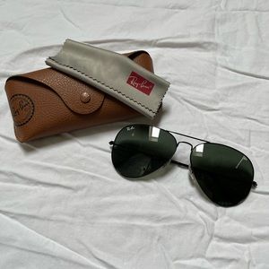 Ray-Ban Aviator glasses, All black, Large Size Frames, With Case, Like New